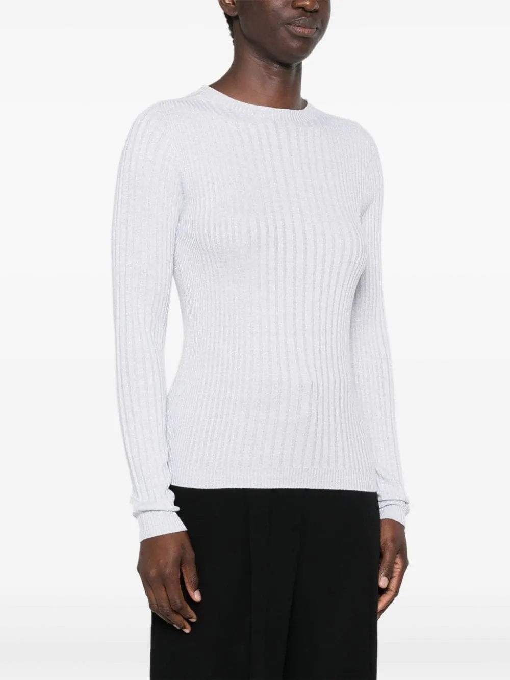 Maglione lamé a coste