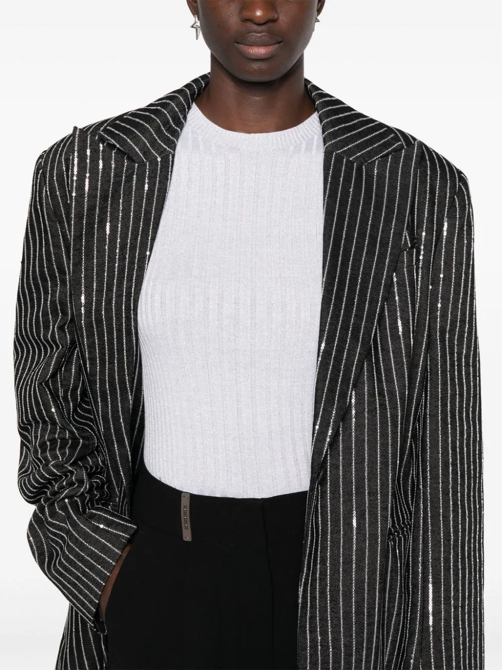 Maglione lamé a coste