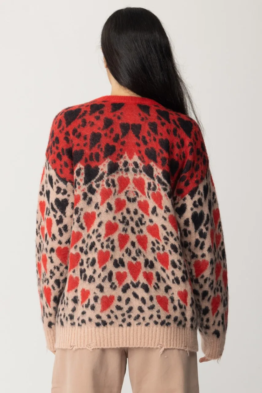 Maglione stampa leopardi RED LEO