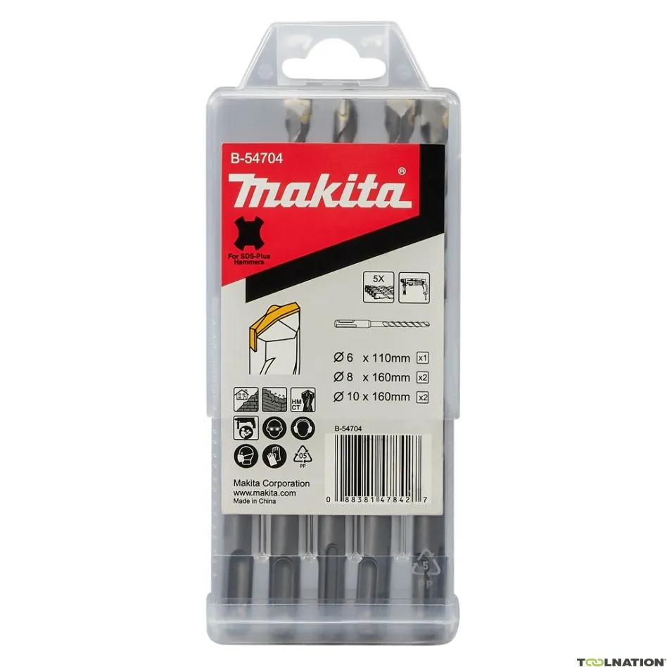 Makita Accessori B-54704 SDS-Plus B2S: set di punte per calcestruzzo da 5 pezzi