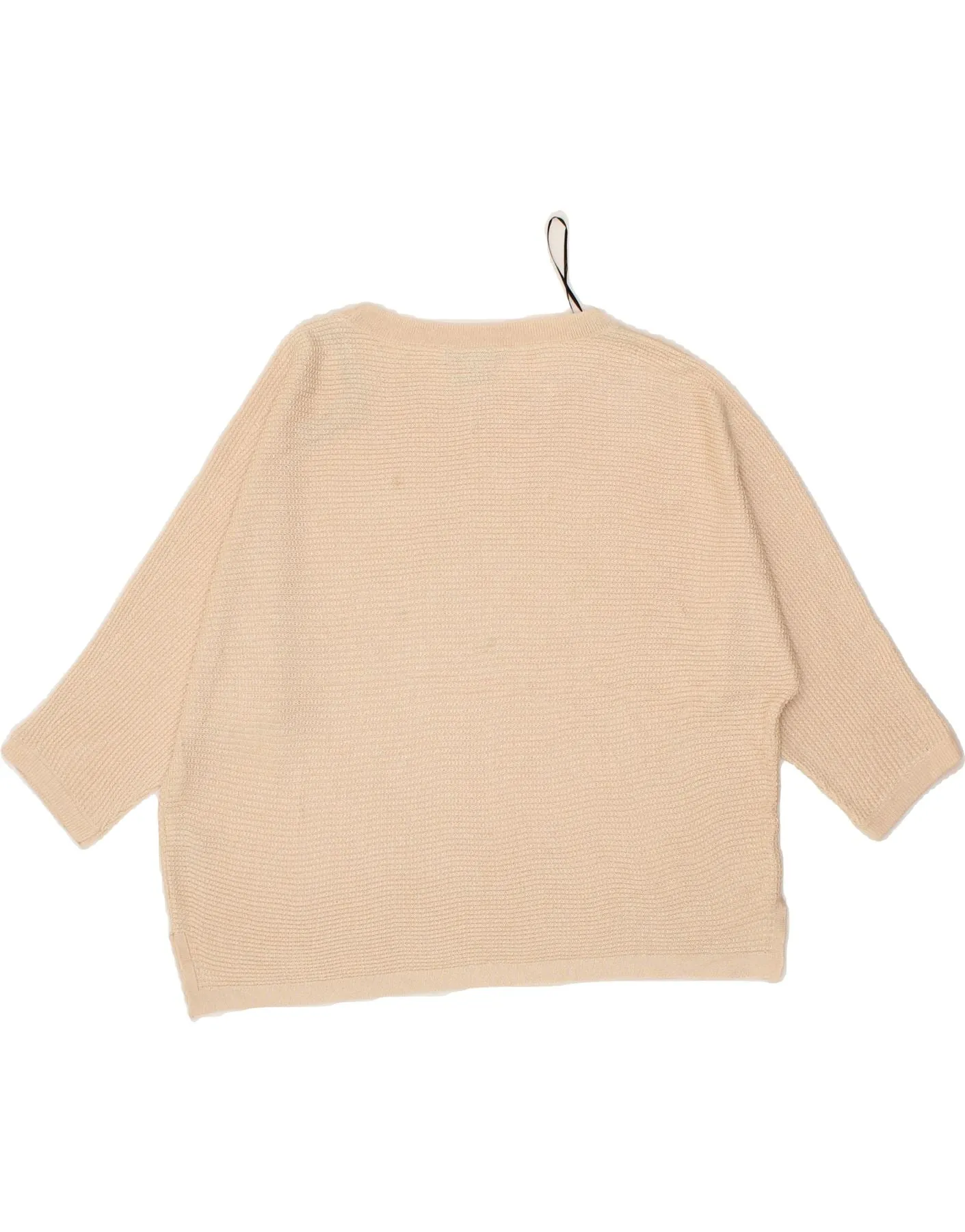 MASSIMO DUTTI Womens Oversized Boat Neck Jumper Sweater UK 14 Medium Beige