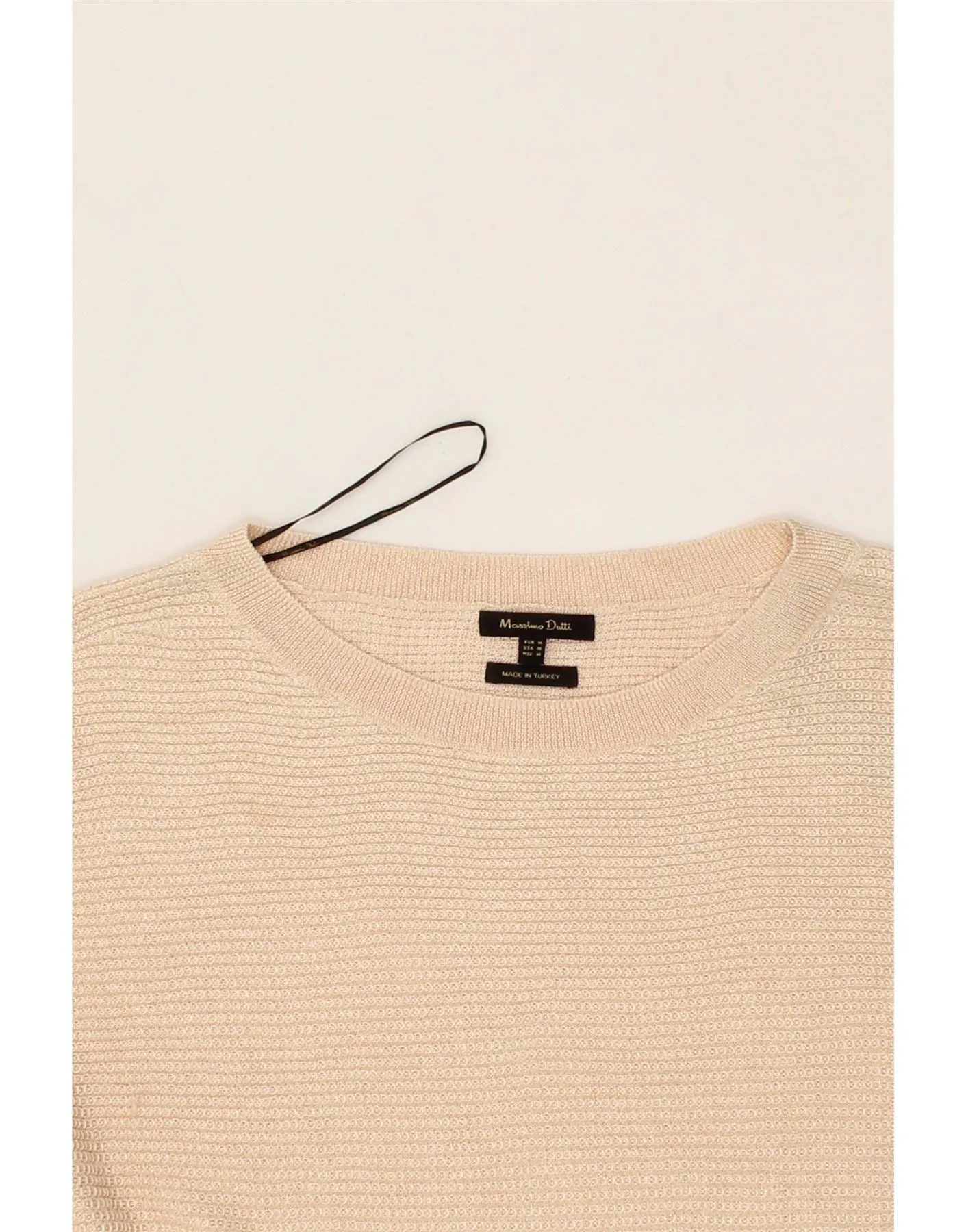 MASSIMO DUTTI Womens Oversized Boat Neck Jumper Sweater UK 14 Medium Beige