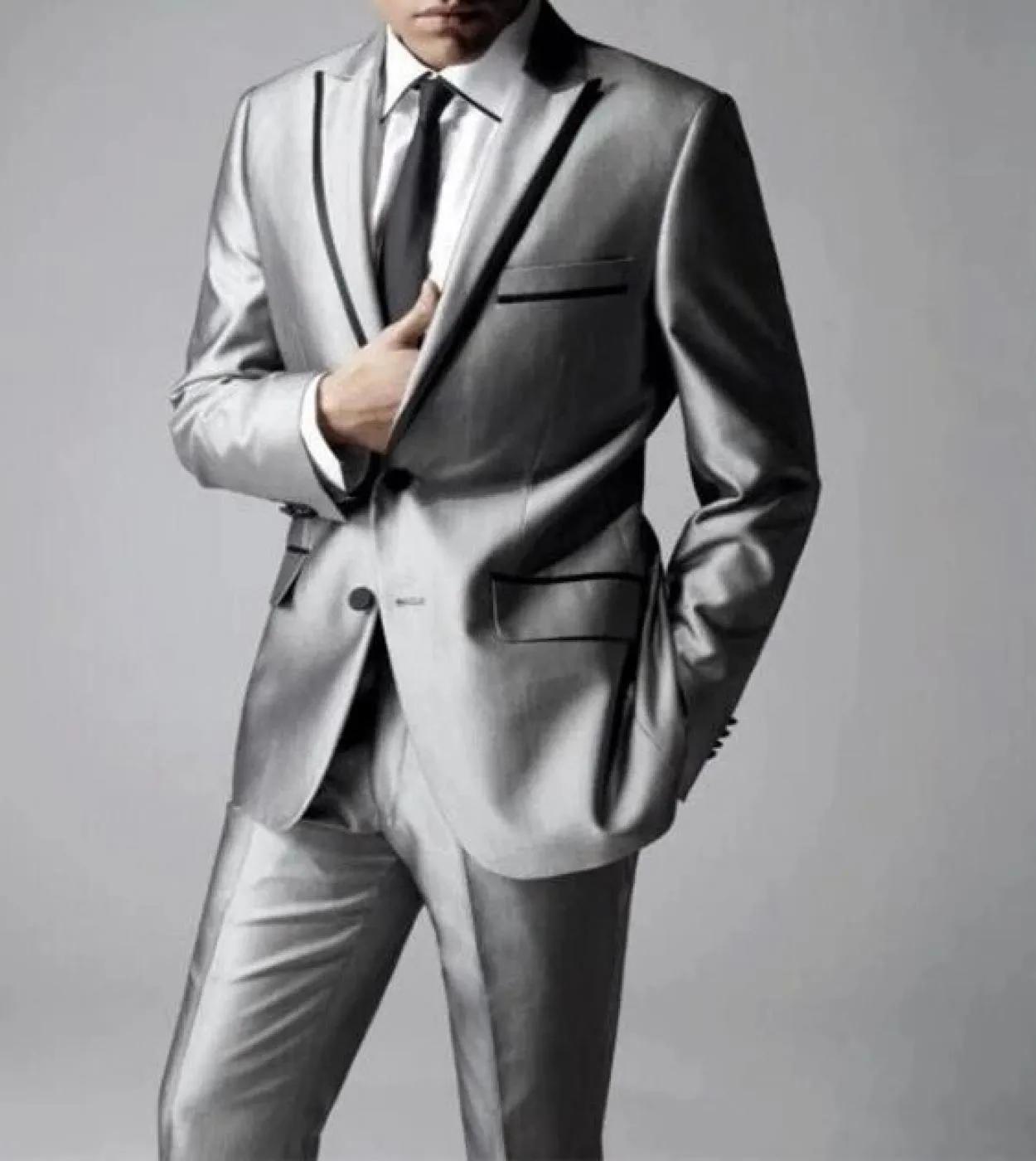 Materiale Shiny Slim Fit Uomo Abiti Costume Homme Terno Masculino Smoking Sposo Matrimonio Prom Blazer 2 pezzi Giacca  tailleur