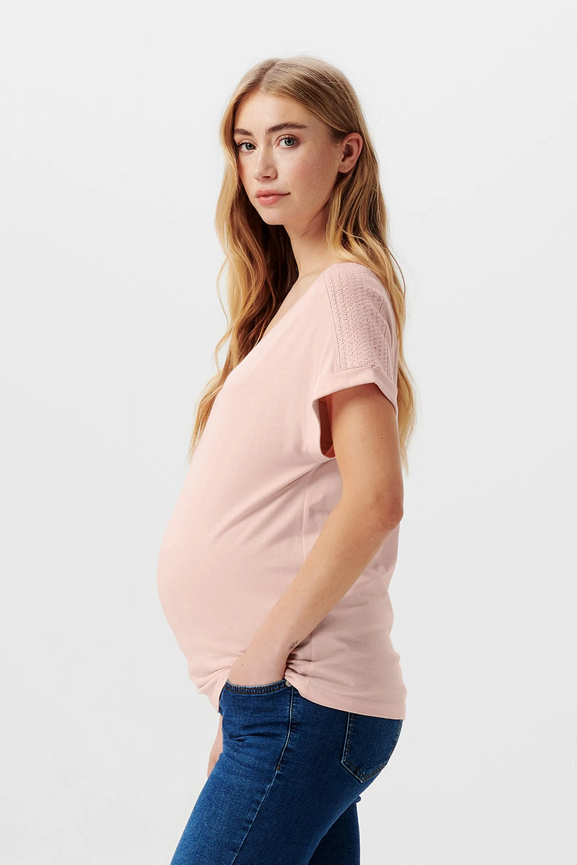 MATERNITY T-Shirt arricciata con scollo a V