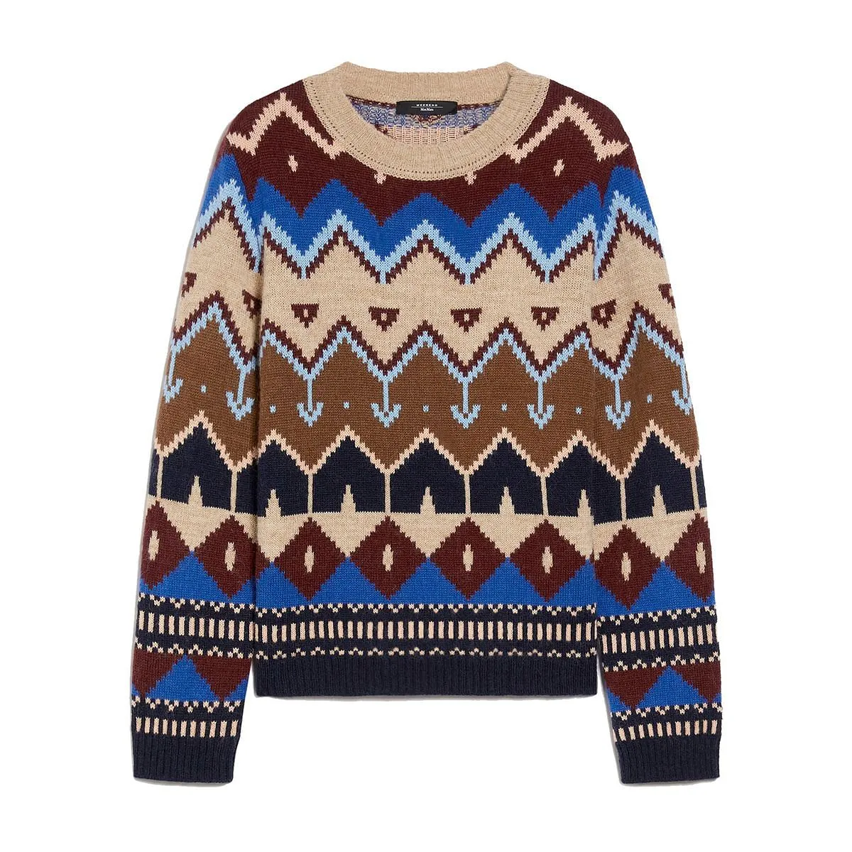      MAX MARA WEEKEND MAGLIONE GIROCOLLO MIX ALPACA JAQUARD DONNA  