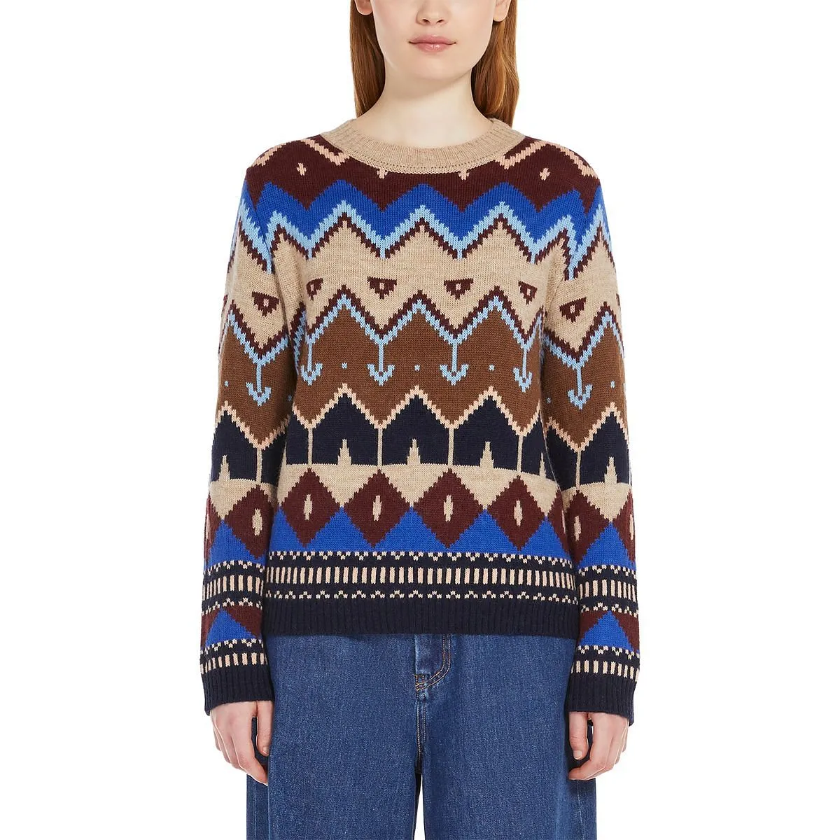      MAX MARA WEEKEND MAGLIONE GIROCOLLO MIX ALPACA JAQUARD DONNA  