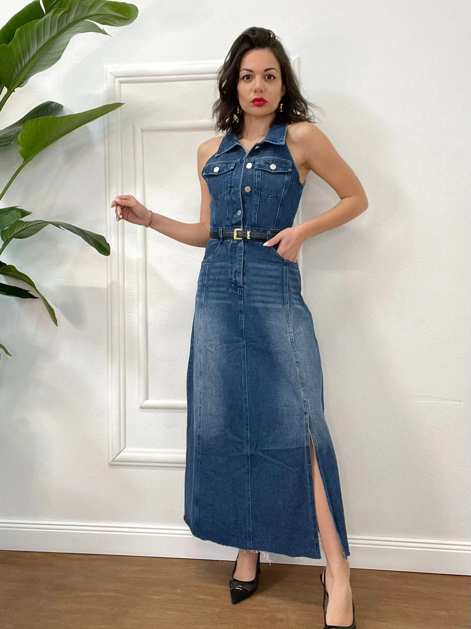 MAXI ABITO DI JEANS SMANICATO 631