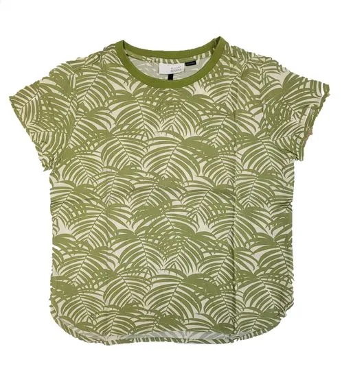 MAZINE Springs Blouse camicia girocollo da donna sostenibile e vegana 22134403 verde/beige