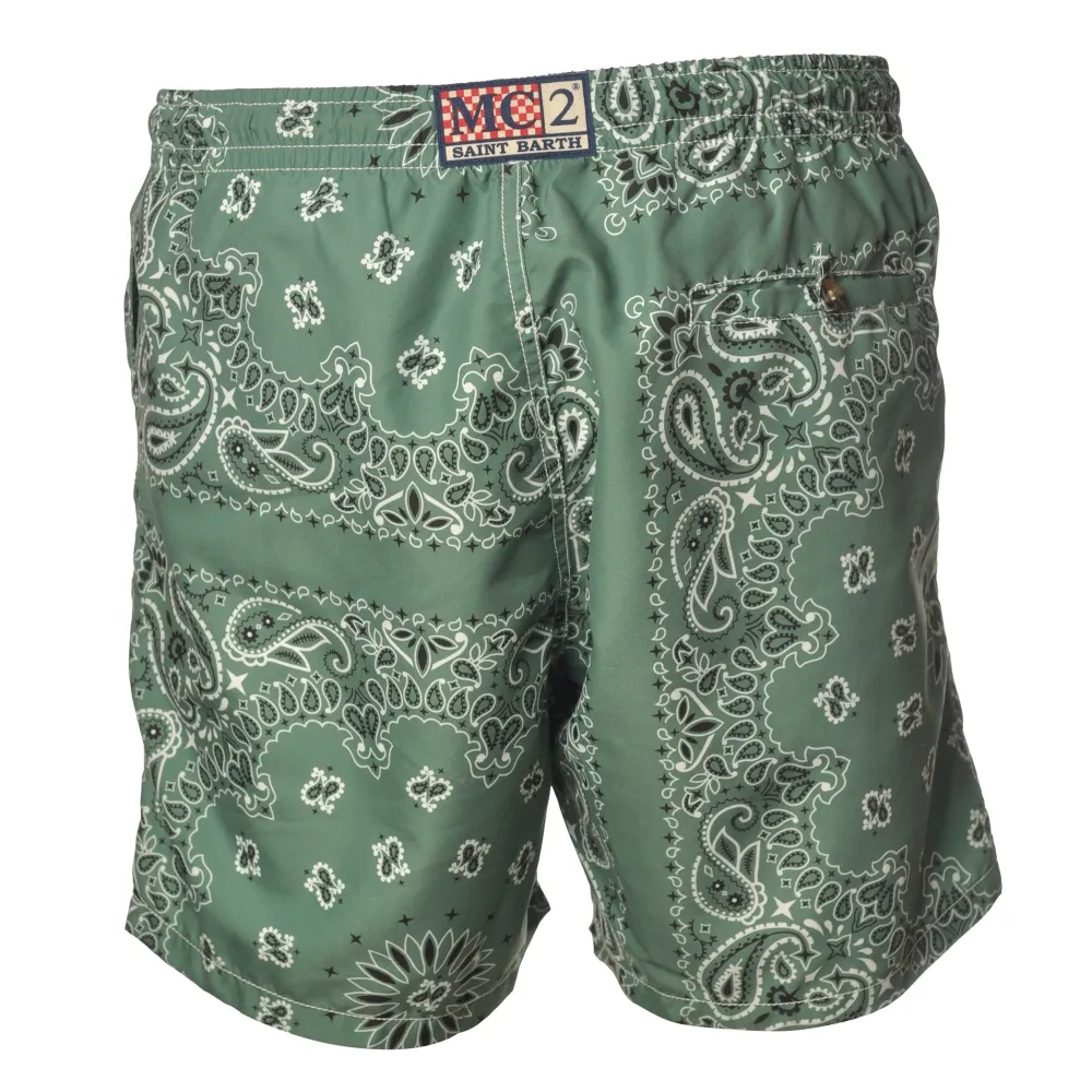 MC2 Saint Barth - Costume Boxer in Fantasia Bandana - Verde - Luxury Exclusive Collection