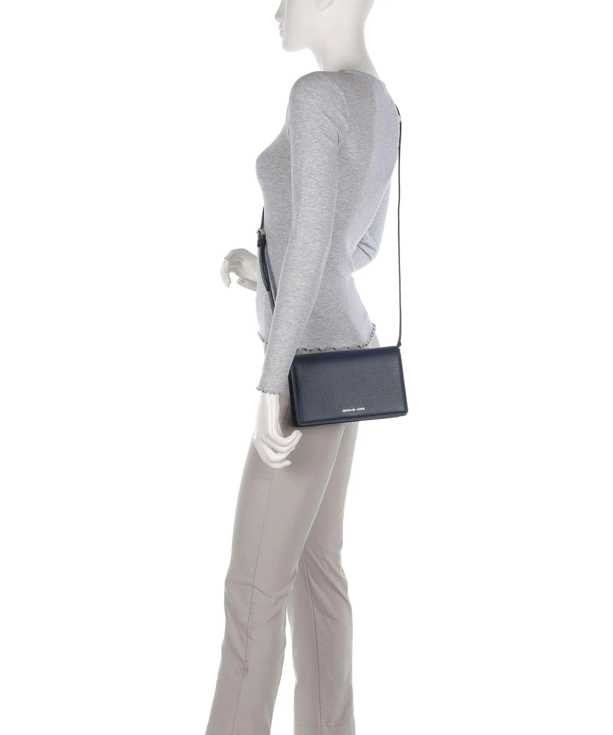  Michael Kors Jet Set Borsa a tracolla pelle di vacchetta grana blu scuro  