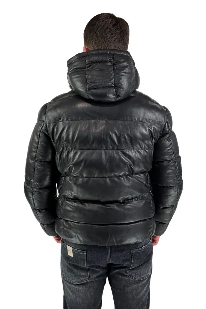 Milestone piumino in vera pelle con cappuccio Safi 2 60290 11saf2