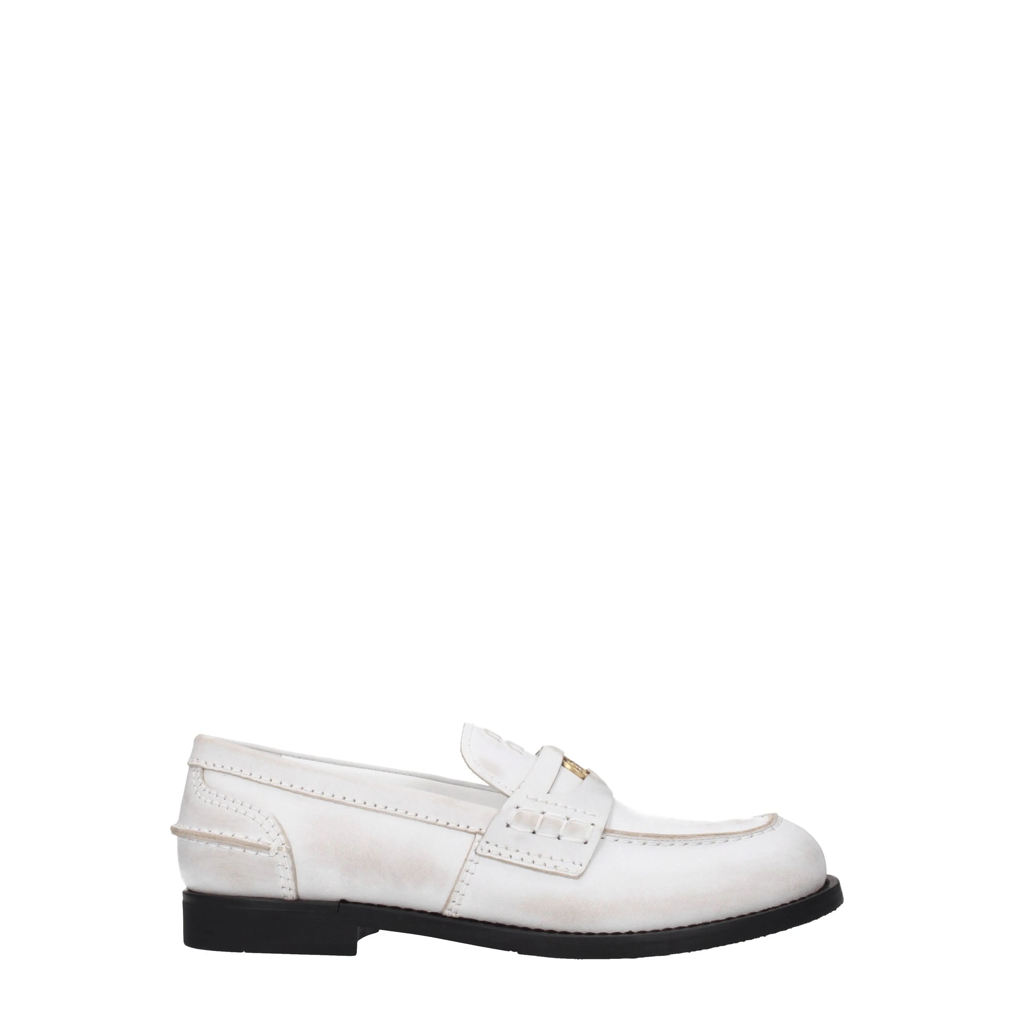 Miu Miu Mocassini Donna Pelle Bianco/Bianco Sporco