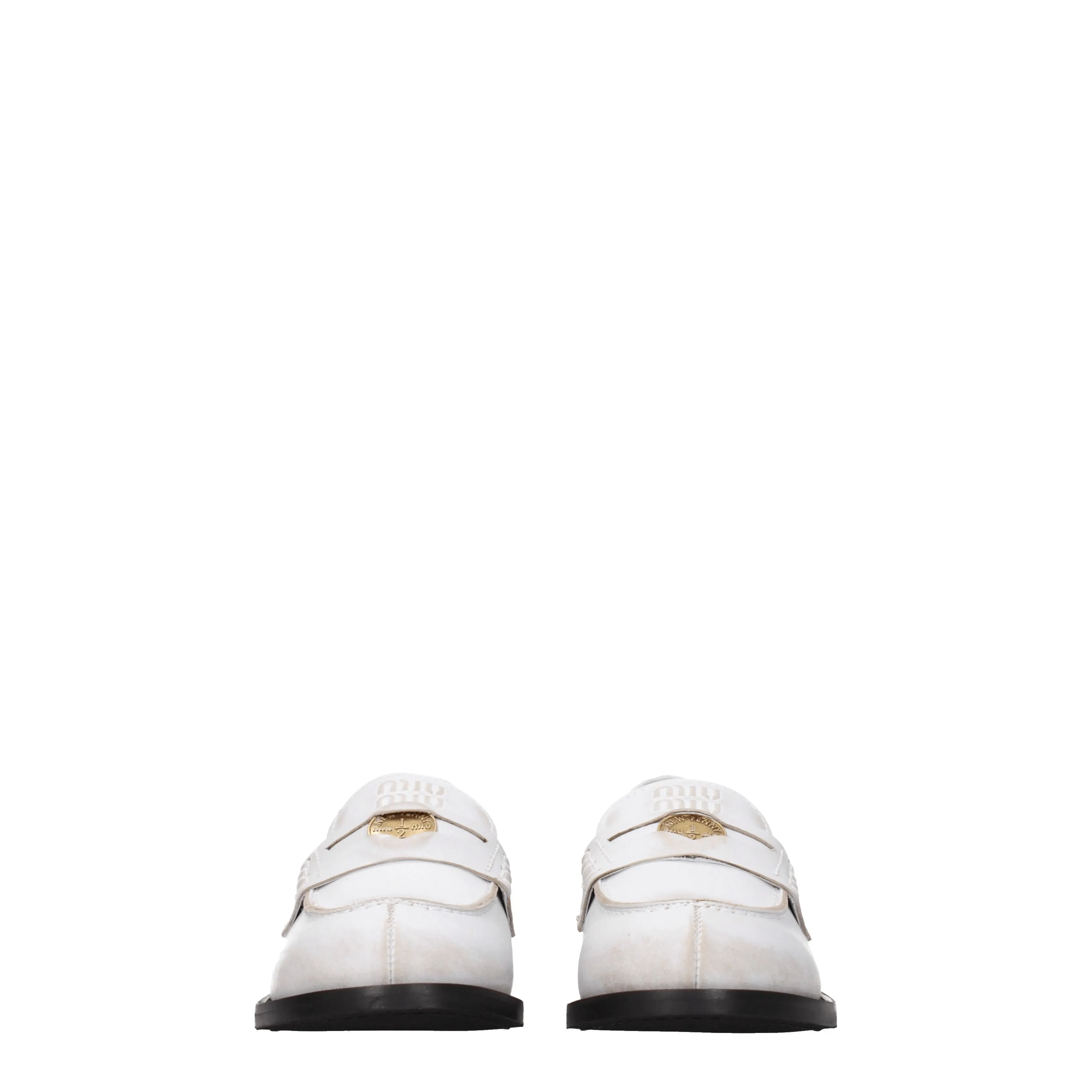 Miu Miu Mocassini Donna Pelle Bianco/Bianco Sporco