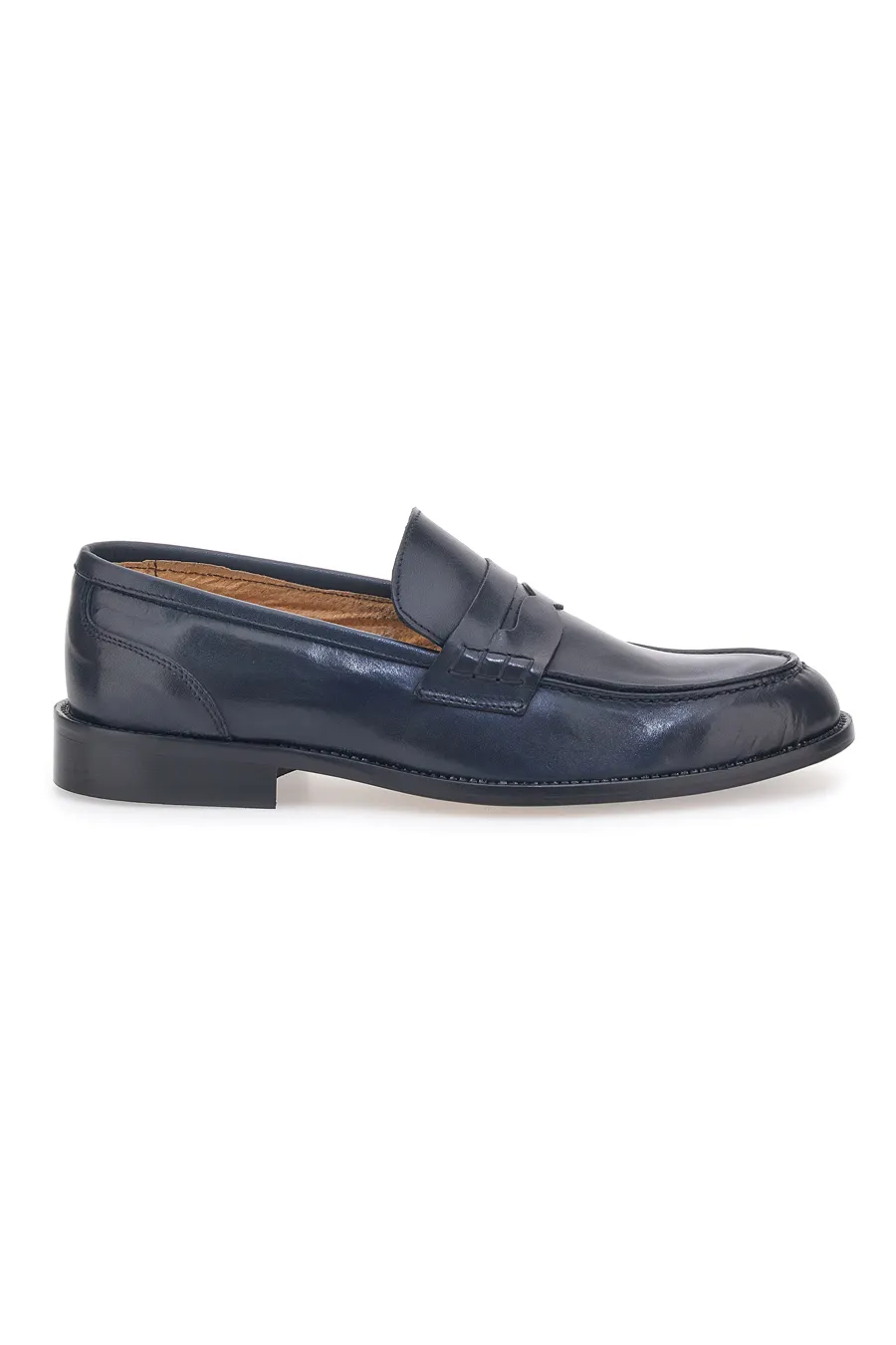 Mocassini Blu in Vera Pelle Pittarello 77109