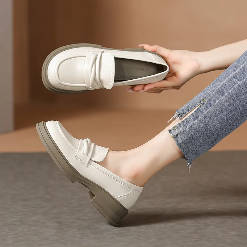 Mocassini casual da donna morbidi e minimalisti con testa tonda