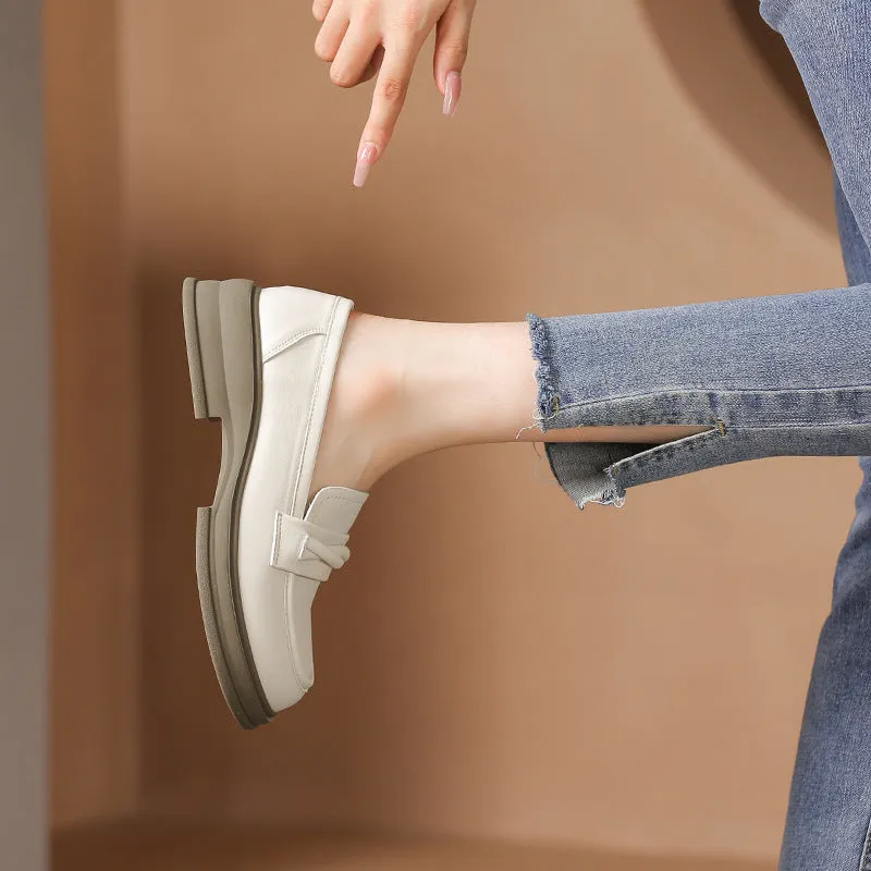 Mocassini casual da donna morbidi e minimalisti con testa tonda