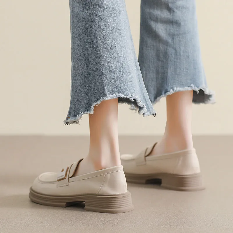 Mocassini casual in pelle moda minimalista da donna
