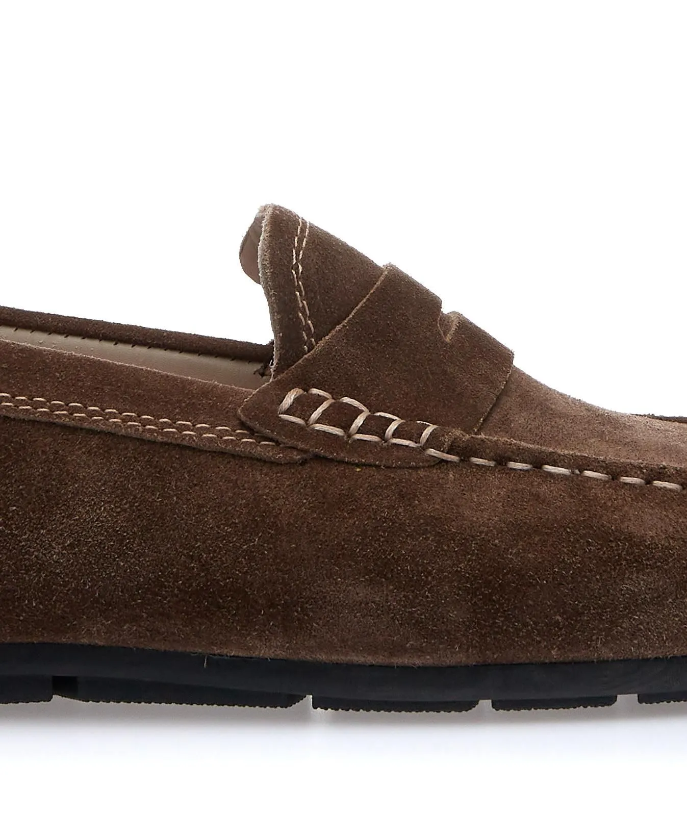 Mocassini casual marroni in suede con cuciture