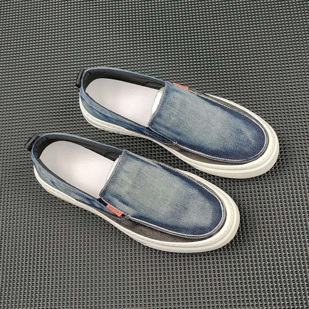 Mocassini casual piatti in tela denim moda uomo