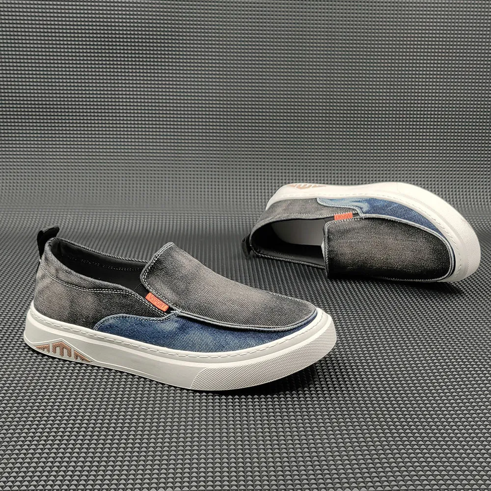 Mocassini casual piatti in tela denim moda uomo