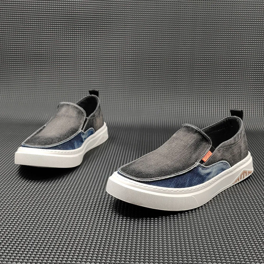 Mocassini casual piatti in tela denim moda uomo