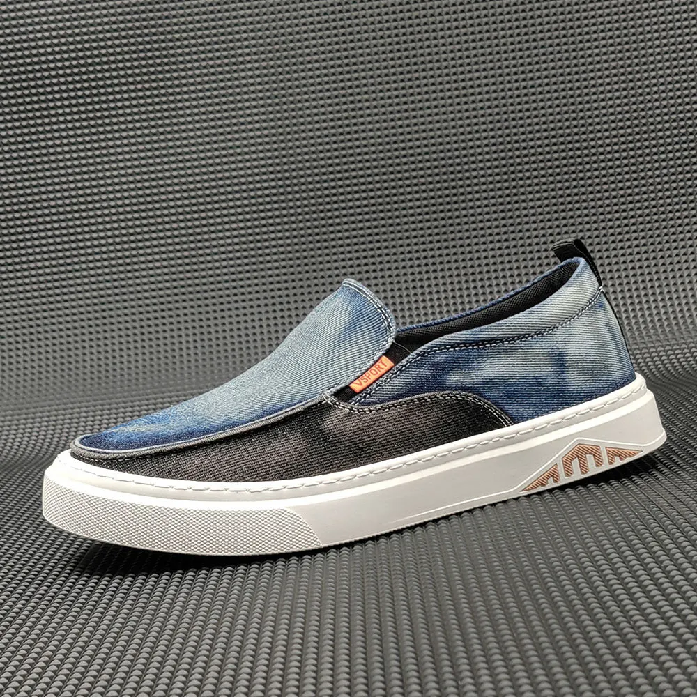 Mocassini casual piatti in tela denim moda uomo