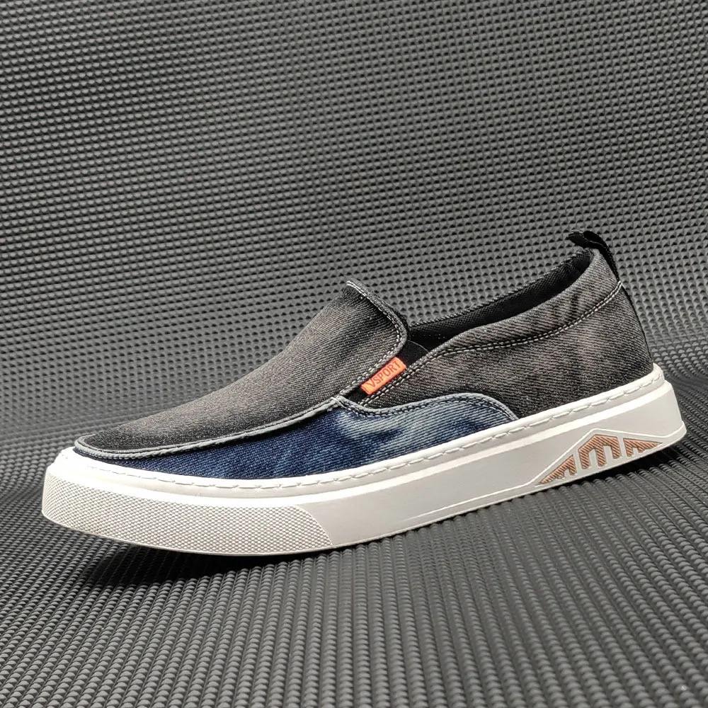 Mocassini casual piatti in tela denim moda uomo
