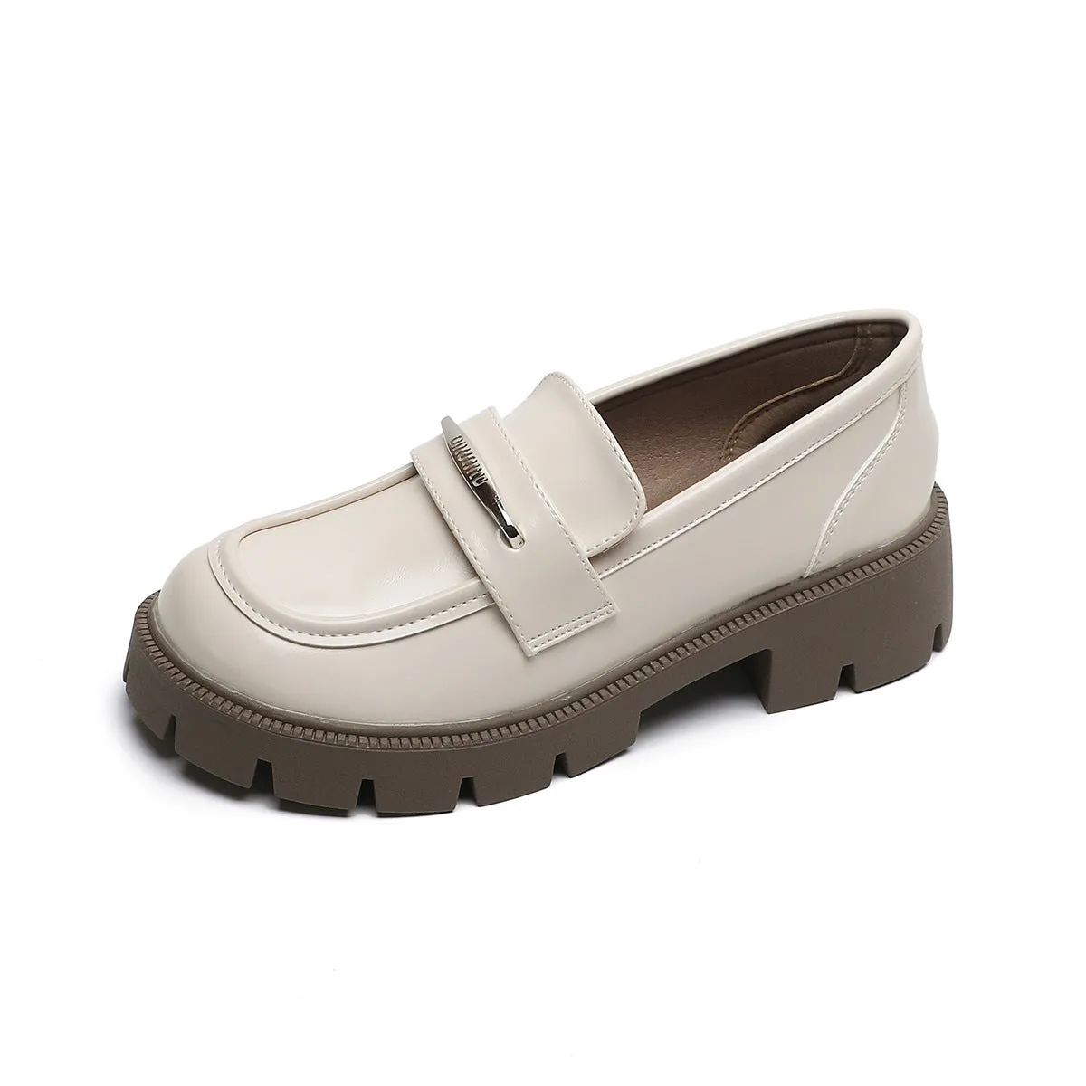 Mocassini da donna in pelle lucida casual minimalista