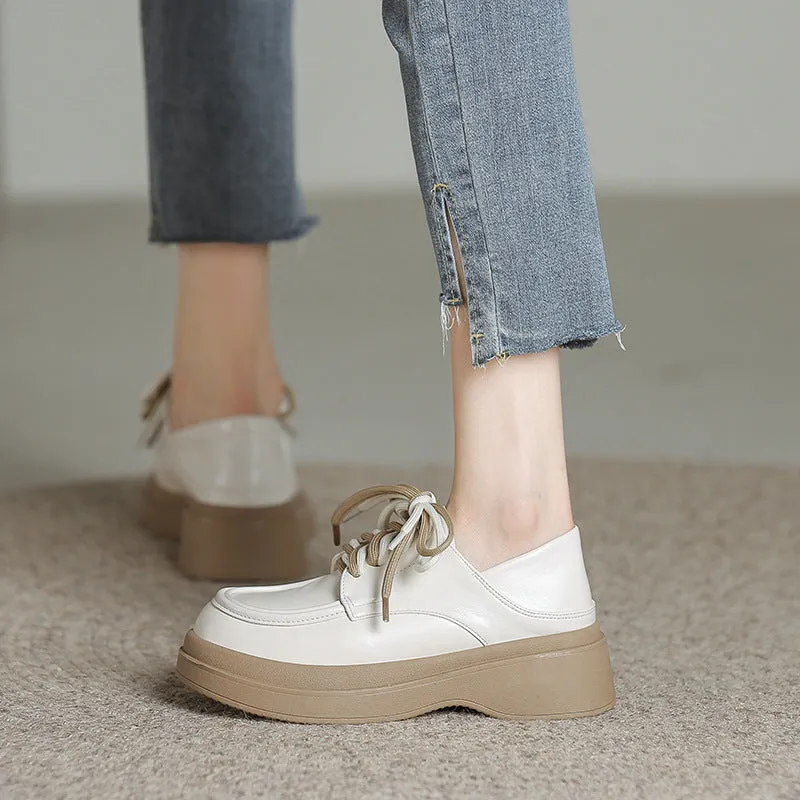 Mocassini da donna minimalisti casual con suola morbida e spessa