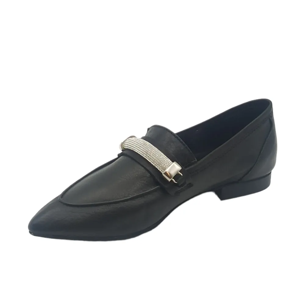Mocassini Donna a punta con glitter 3702 King of Hearts Rock Nero
