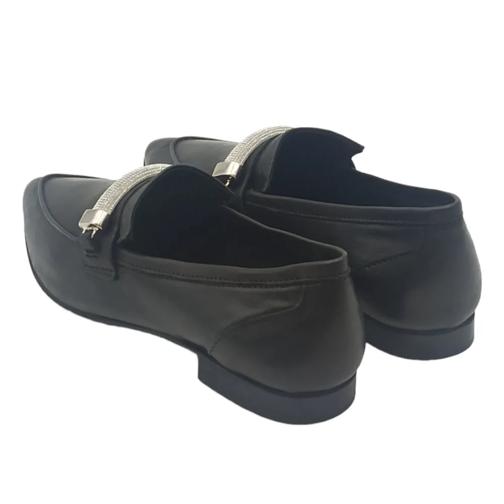 Mocassini Donna a punta con glitter 3702 King of Hearts Rock Nero