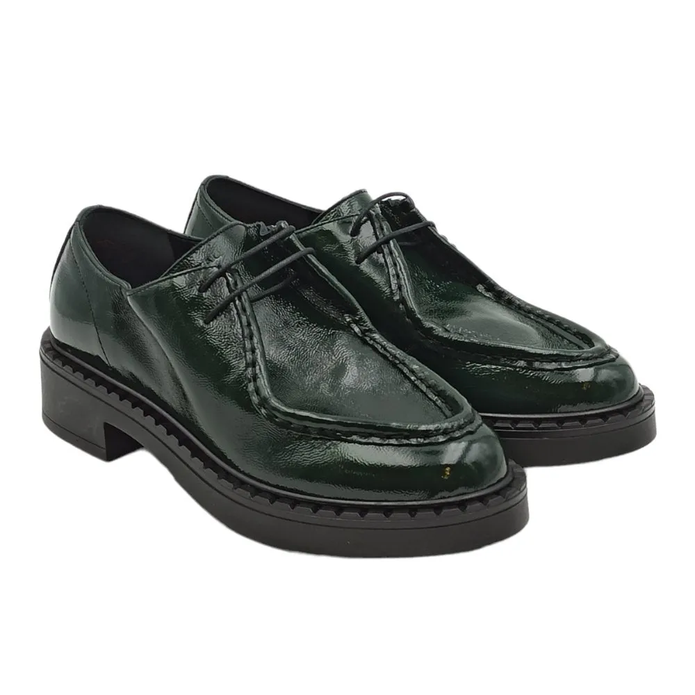 Mocassini Donna allacciato in vernice verde Frau 97Z6 NAPLACK FORESTA