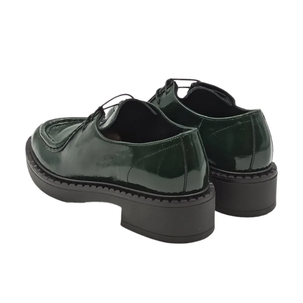 Mocassini Donna allacciato in vernice verde Frau 97Z6 NAPLACK FORESTA