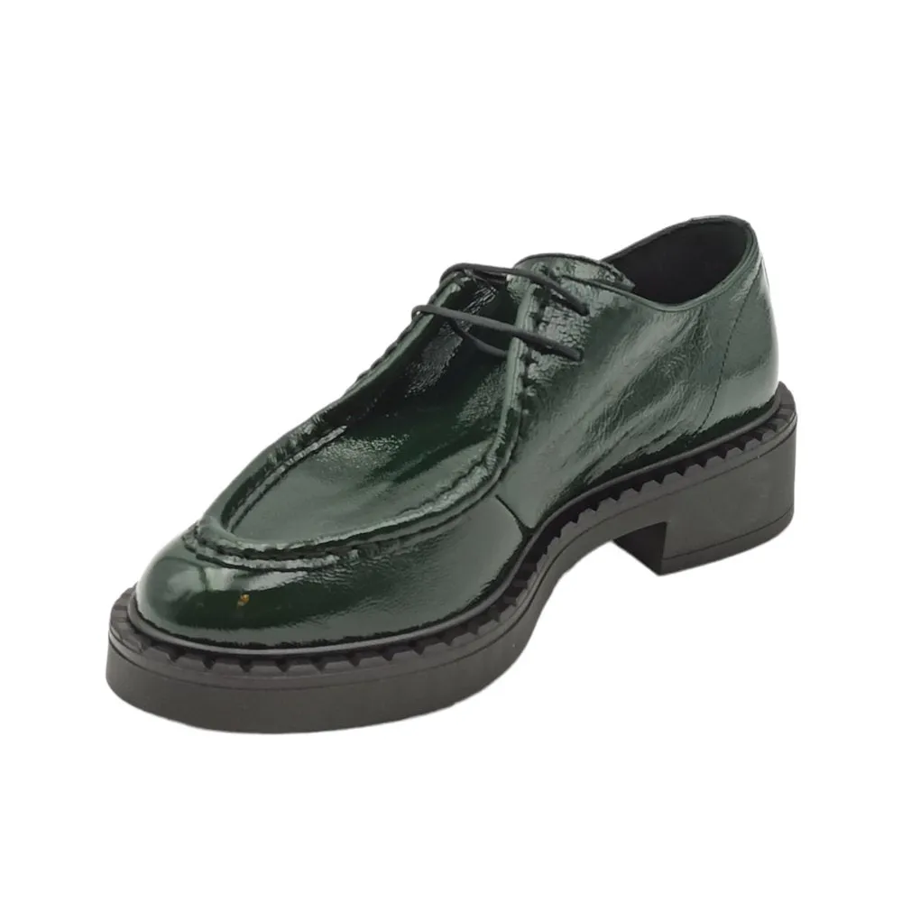 Mocassini Donna allacciato in vernice verde Frau 97Z6 NAPLACK FORESTA