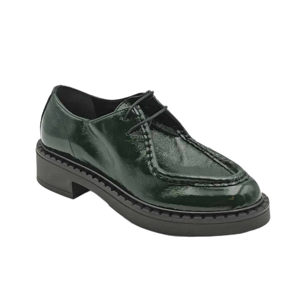 Mocassini Donna allacciato in vernice verde Frau 97Z6 NAPLACK FORESTA