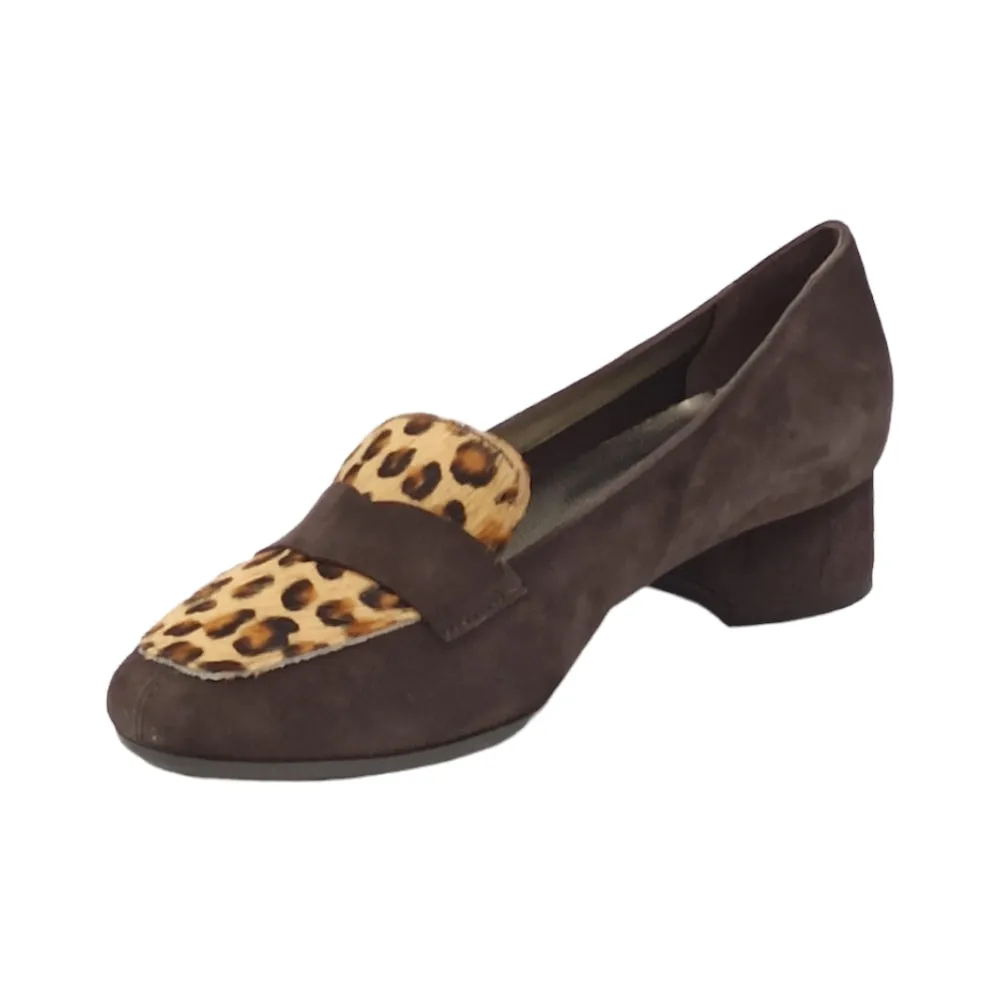 Mocassini Donna animalier in camoscio con mezzo tacco Assia I22591 CAM T.MORO/RIP CAVALL