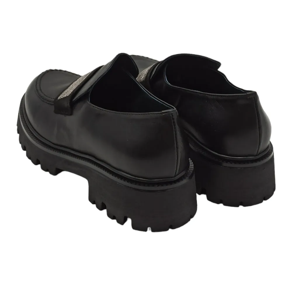 Mocassini Donna con platform e strass King of Hearts 23260 calf nero