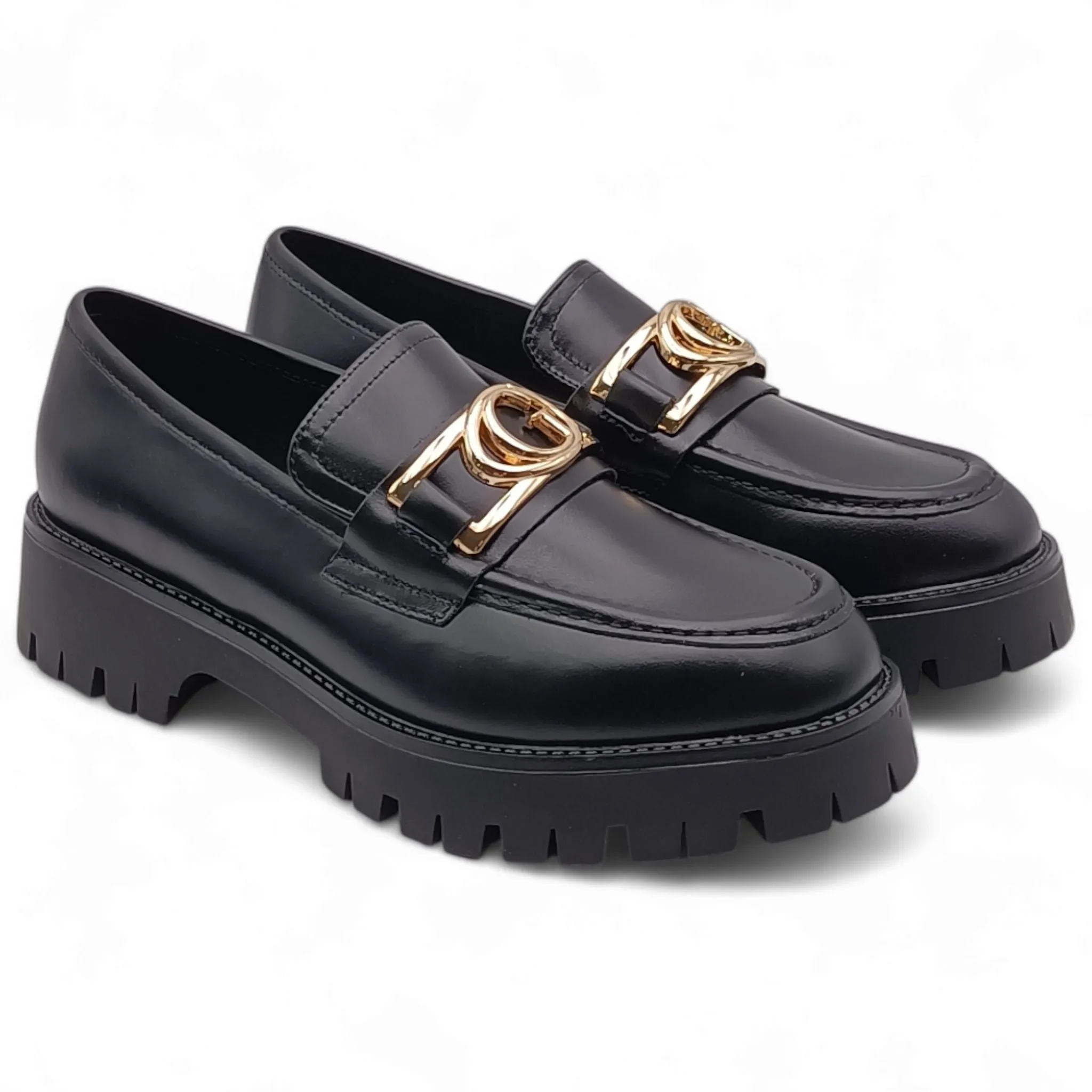 Mocassini Donna Guess con morsetto oro FL7ILRLEA14 BLACK