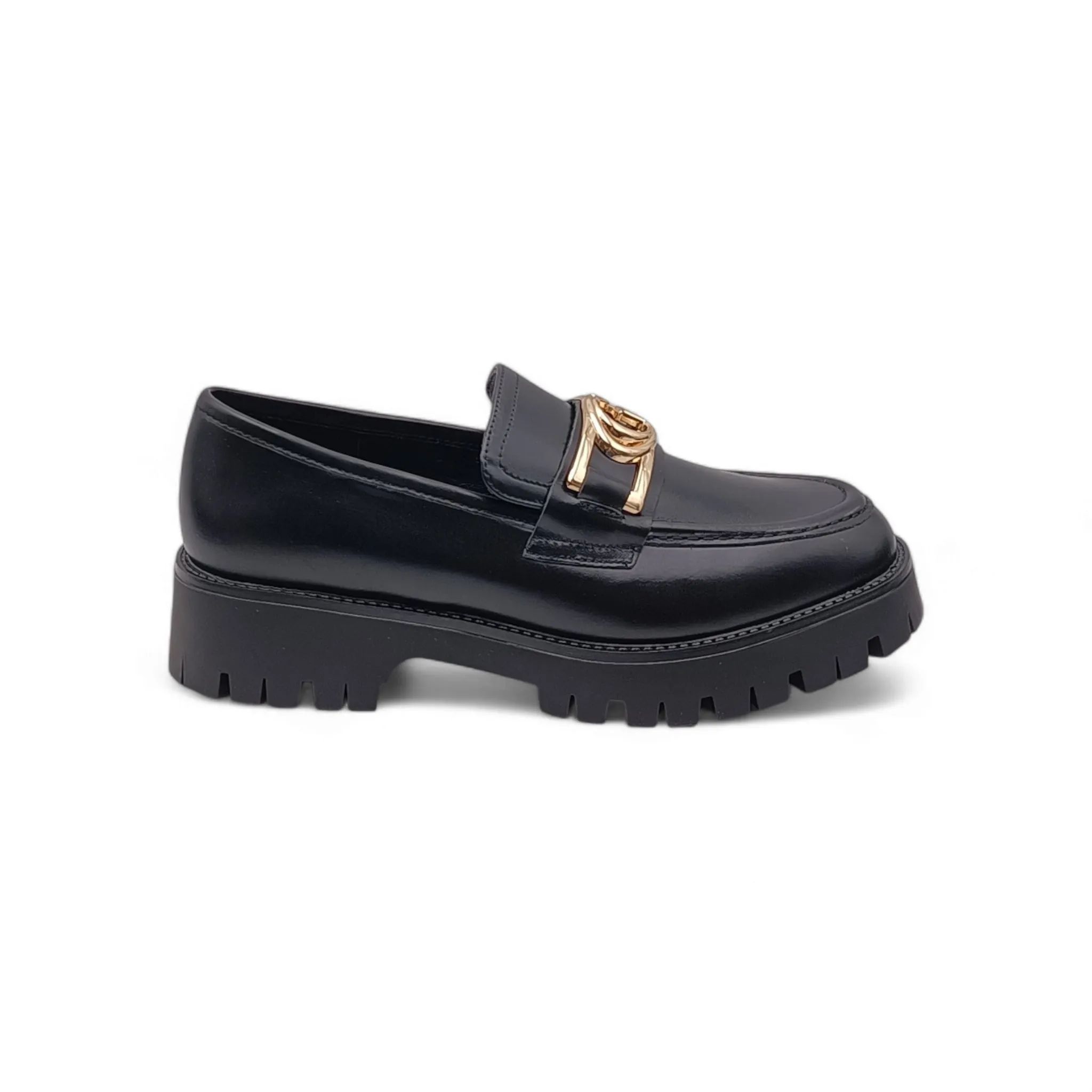 Mocassini Donna Guess con morsetto oro FL7ILRLEA14 BLACK