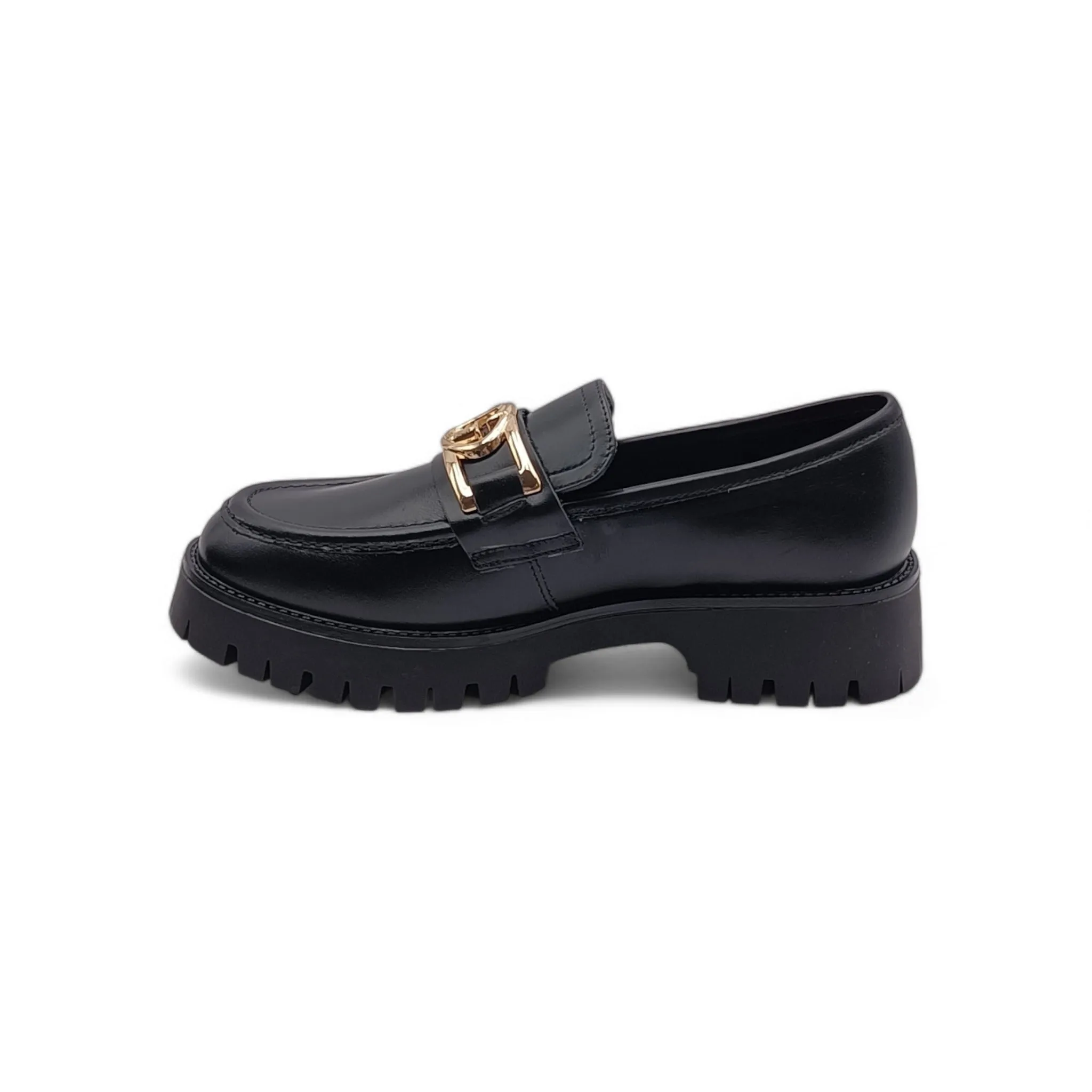 Mocassini Donna Guess con morsetto oro FL7ILRLEA14 BLACK