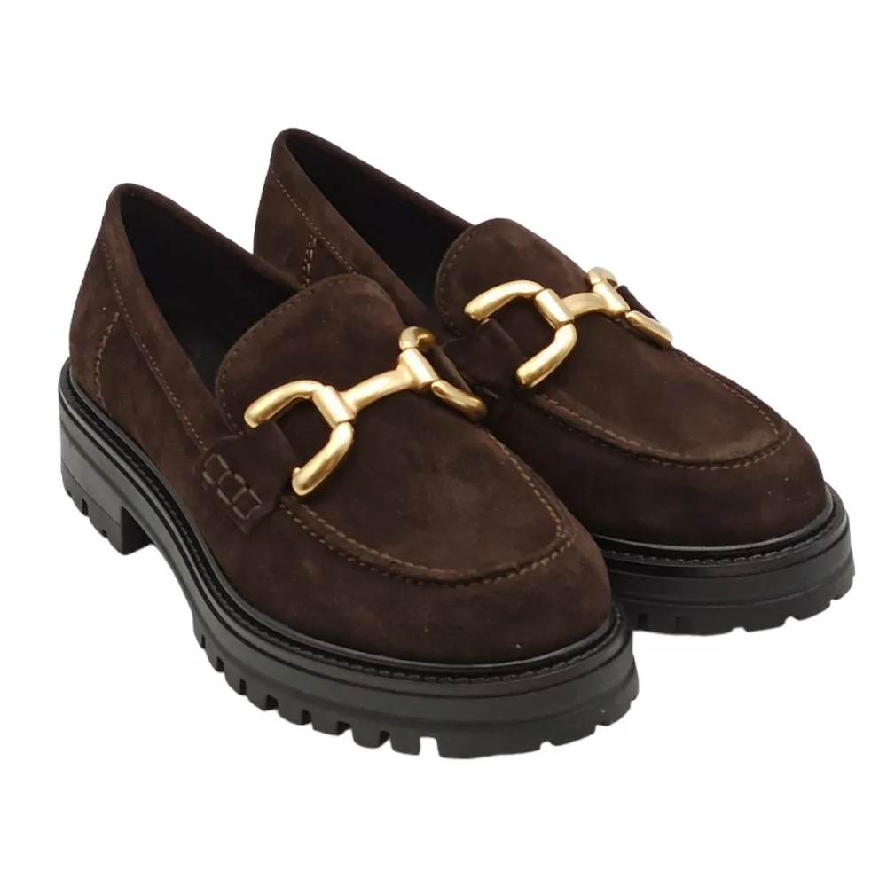 Mocassini Donna in camoscio con platform Francesco Brunelli AO106 T moro