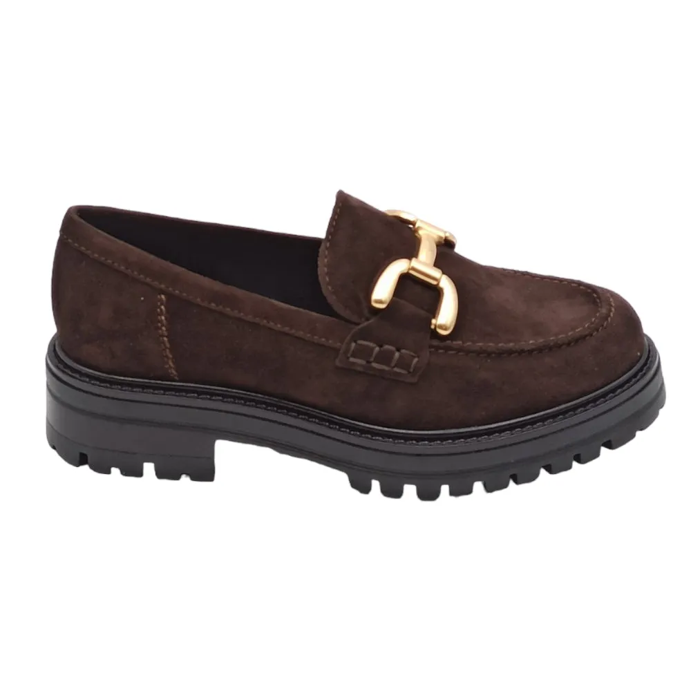 Mocassini Donna in camoscio con platform Francesco Brunelli AO106 T moro