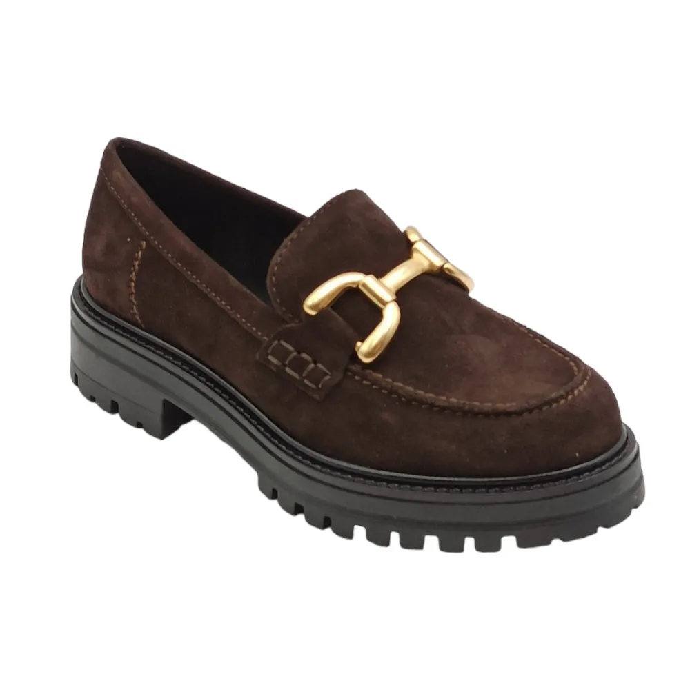 Mocassini Donna in camoscio con platform Francesco Brunelli AO106 T moro