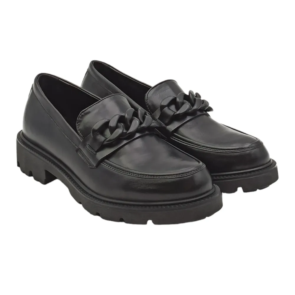 Mocassini Donna In Pelle con Catena 2734 LUX nero