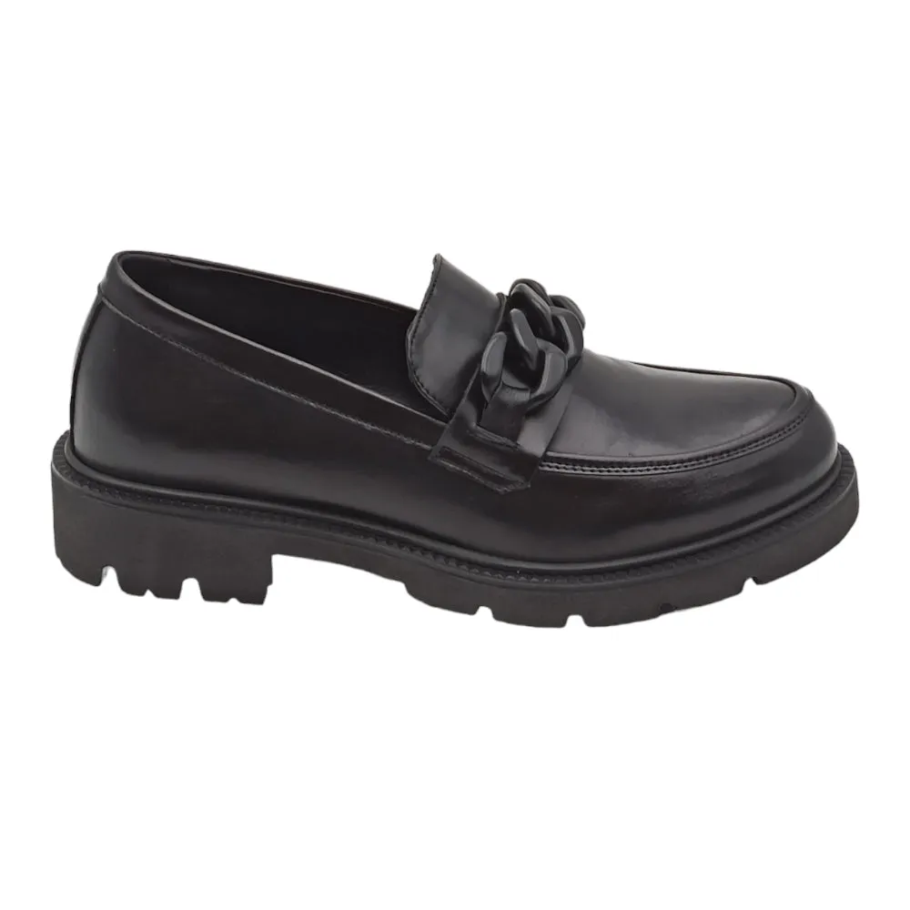 Mocassini Donna In Pelle con Catena 2734 LUX nero