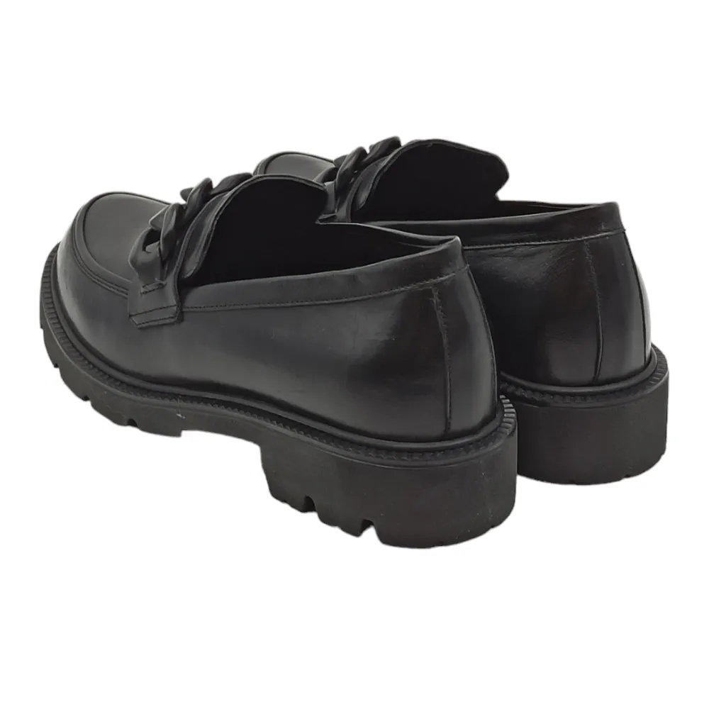 Mocassini Donna In Pelle con Catena 2734 LUX nero