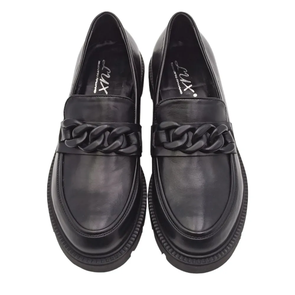 Mocassini Donna In Pelle con Catena 2734 LUX nero