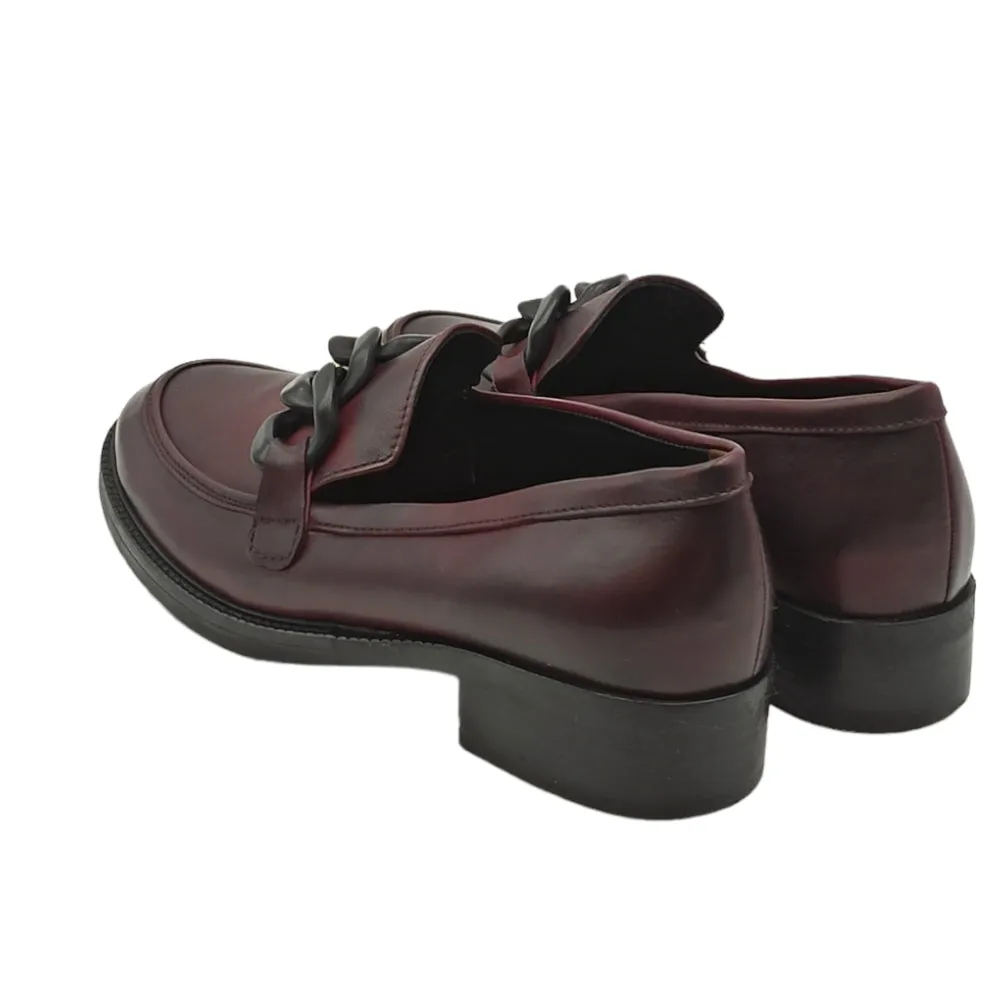 Mocassini Donna In Pelle con Catena 3034 Bordo