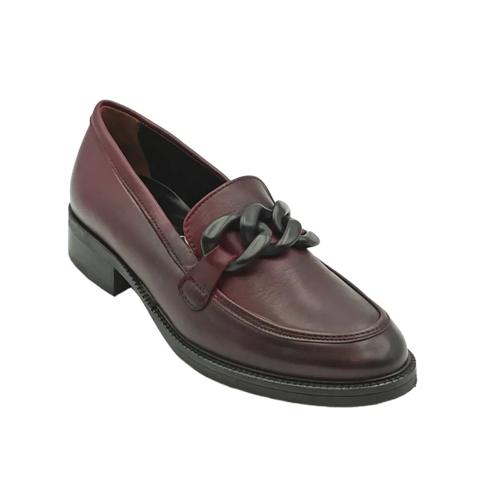 Mocassini Donna In Pelle con Catena 3034 Bordo
