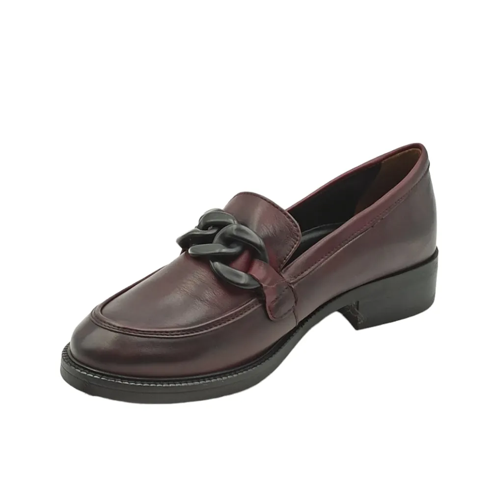 Mocassini Donna In Pelle con Catena 3034 Bordo